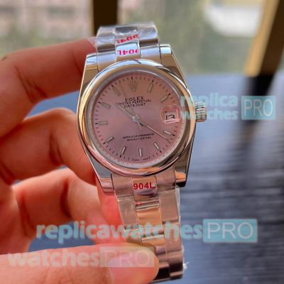 Copy Rolex Datejust Pink Dial Smooth Bezel Oystersteel 31mm Watches